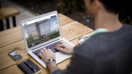 Looking at a website on a computer