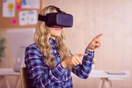 Woman using VR goggles