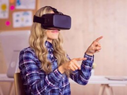 Woman using VR goggles