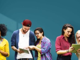 People looking at devices