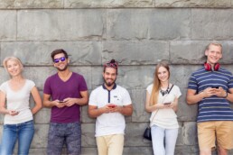 Coworkers smiling