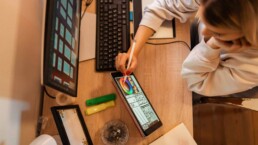 Woman working on an ipad