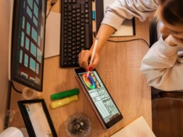 Woman working on an ipad