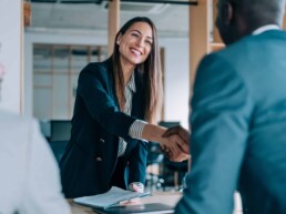 Man and woman shaking hands