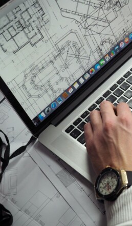 Man looking at construction plans