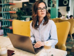 woman working on a computer